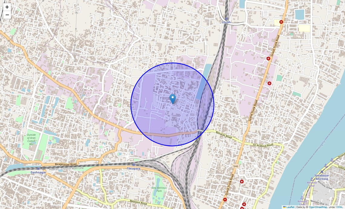 Location Map of Bamangachi, Kolkata