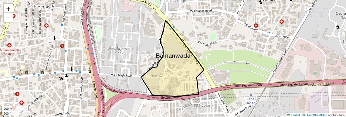 Location Map of Bamanwada, Mumbai