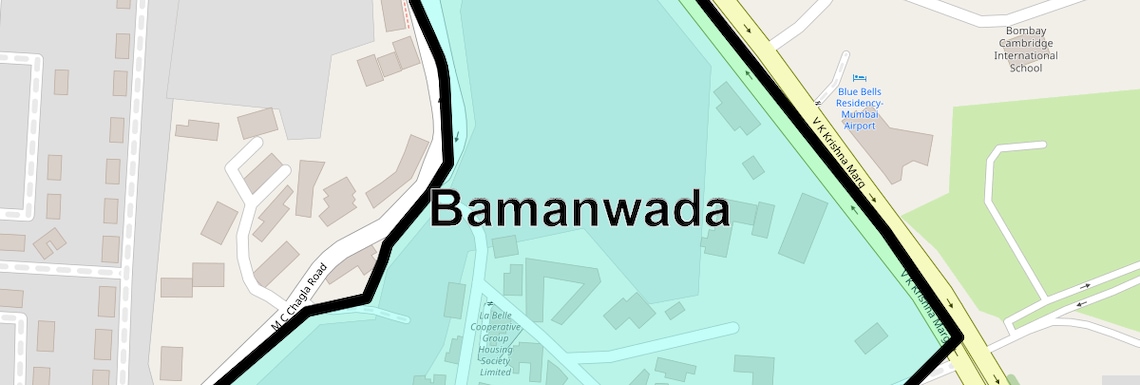 Location Map of Bamanwada, Mumbai