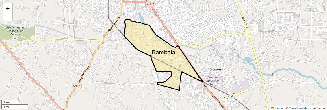 Location Map of Bambala, Jaipur