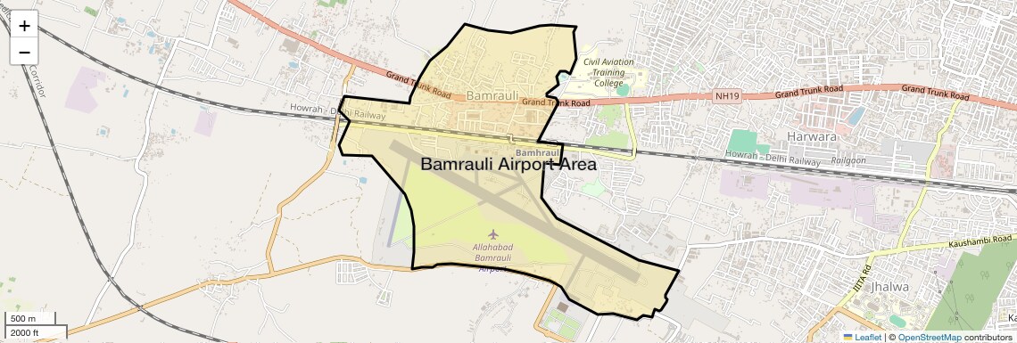 Location Map of Bamrauli Airport Area, Allahabad