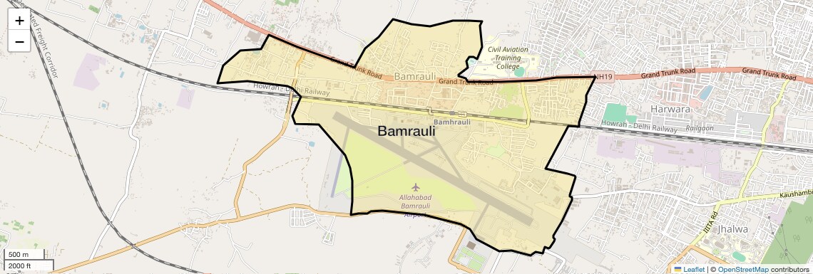 Location Map of Bamrauli, Allahabad