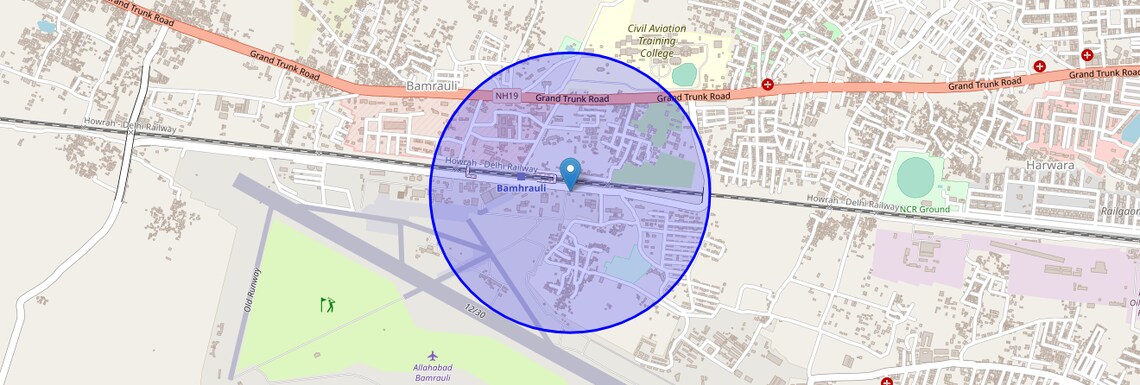 Location Map of Bamrauli, Allahabad