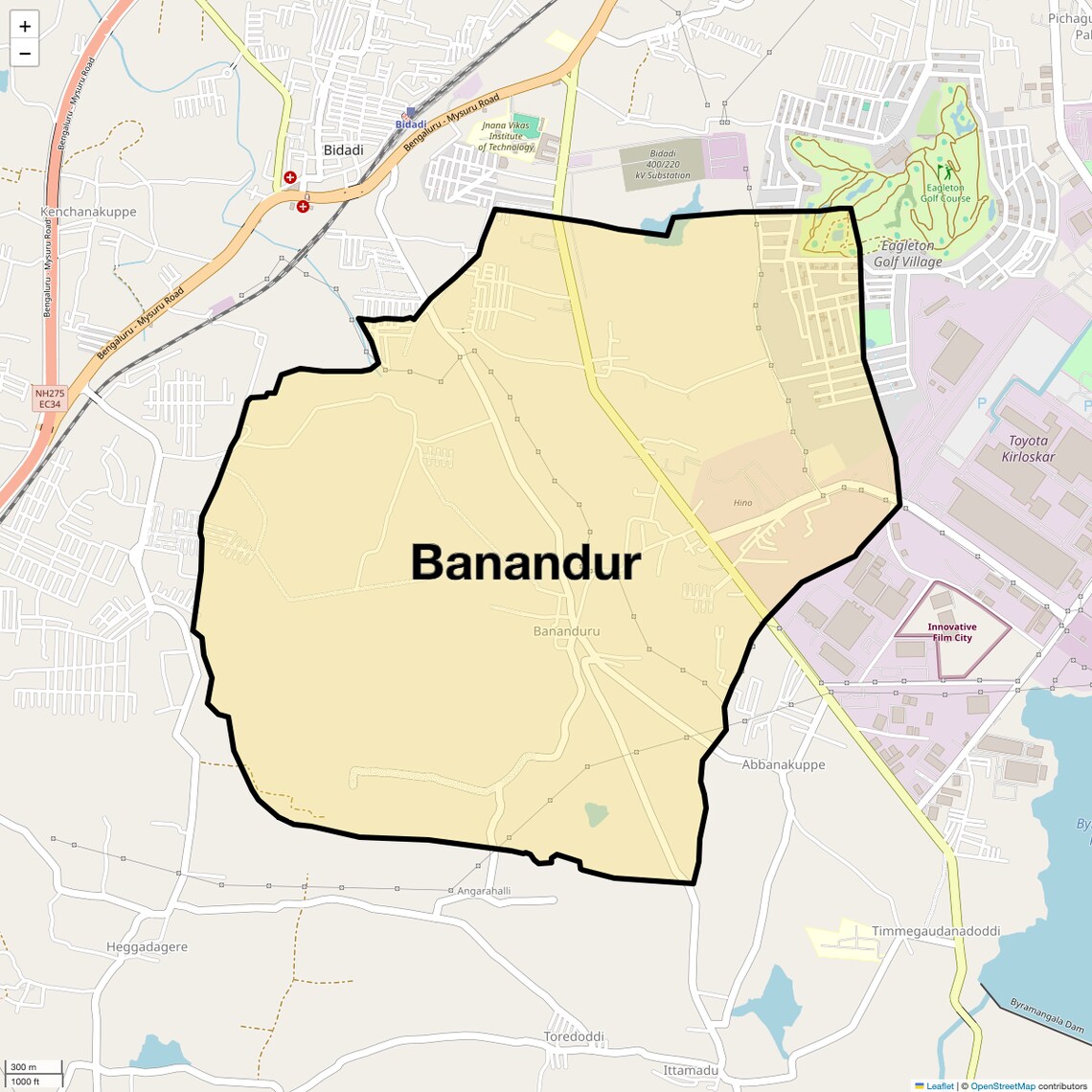Location Map of Banandur, Bangalore