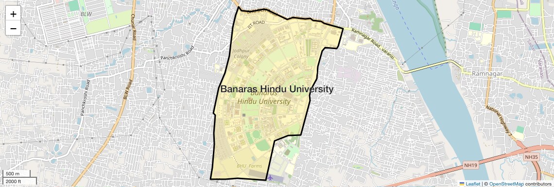 Location Map of Banaras Hindu University, Varanasi
