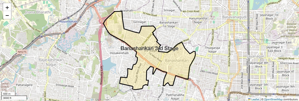 Location Map of Banashankari 3rd Stage, Bangalore