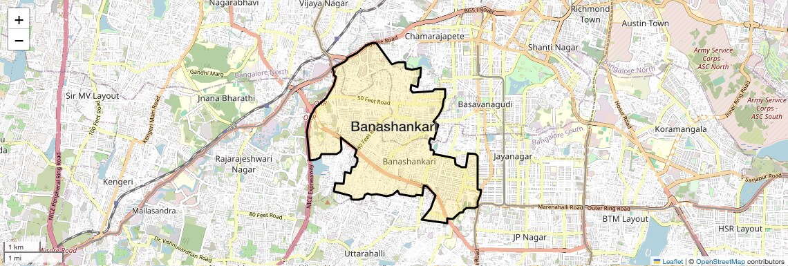 Location Map of Banashankari, Bangalore