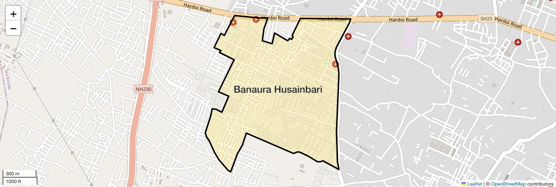 Location Map of Banaura Husainbari, Lucknow