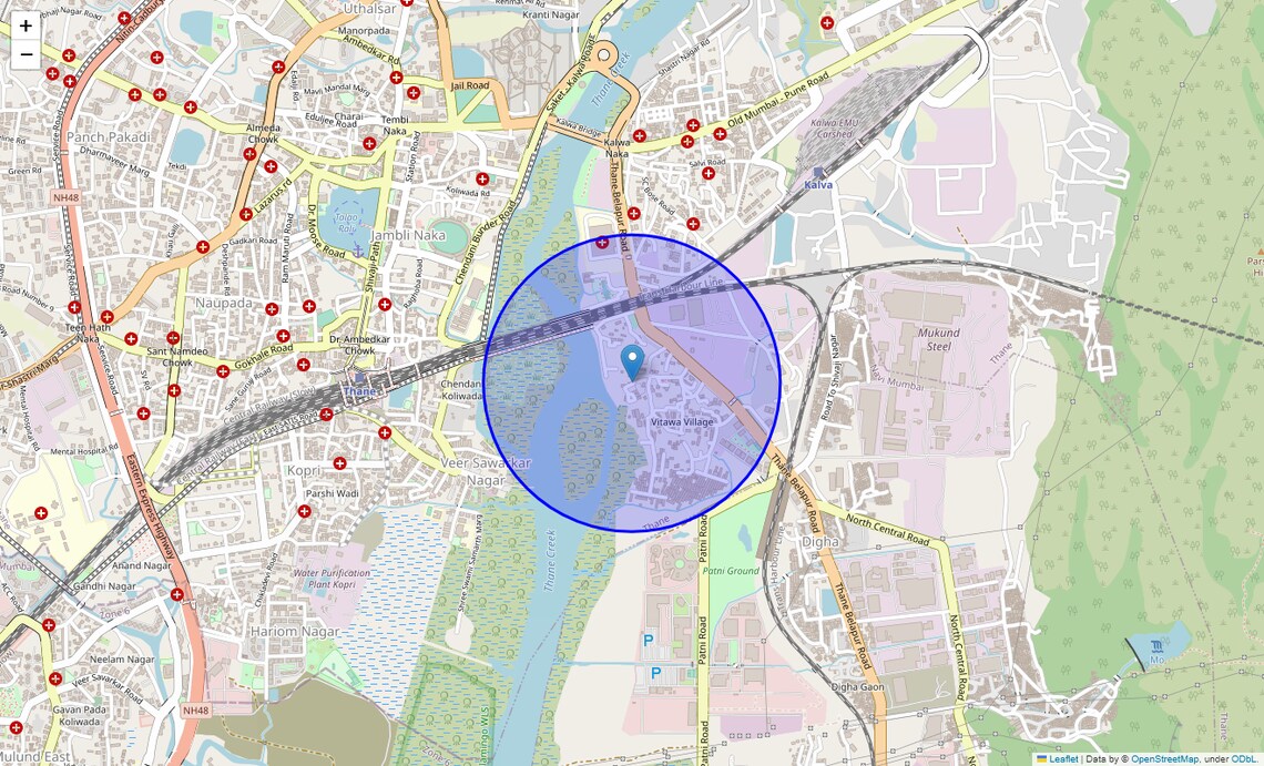 Location Map of Bandar Pada, Thane