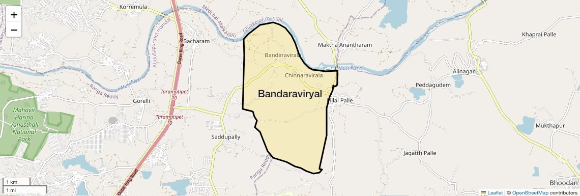 Location Map of Bandaraviryal, Hyderabad