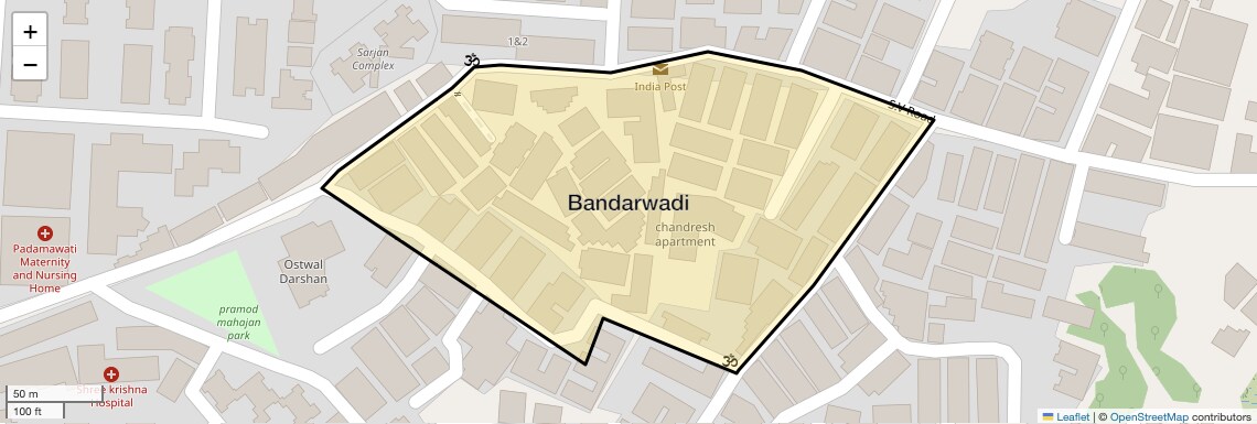 Location Map of Bandarwadi, Thane