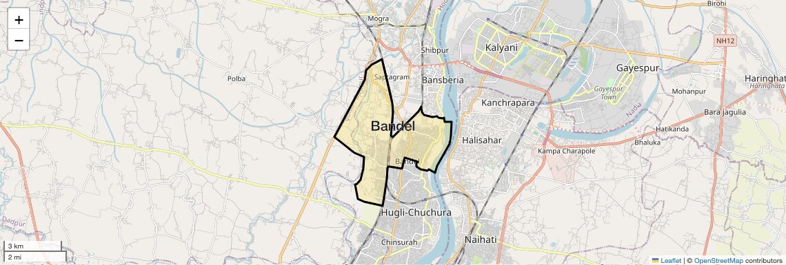 Location Map of Bandel, Kolkata
