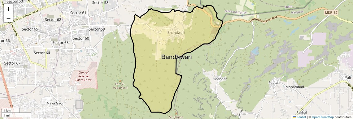 Location Map of Bandhwari, Gurgaon