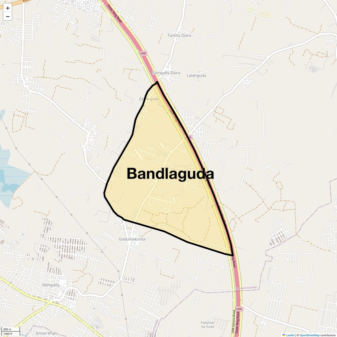 Location Map of Bandlaguda, Hyderabad