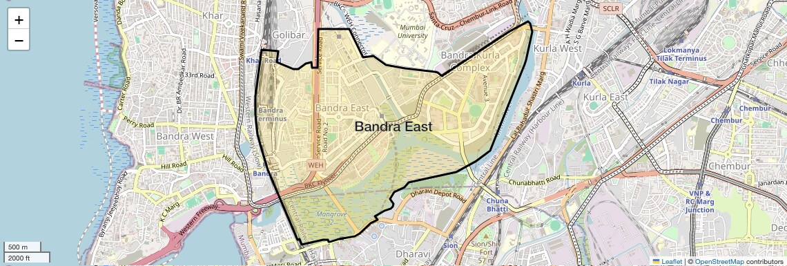 Location Map of Bandra East, Mumbai