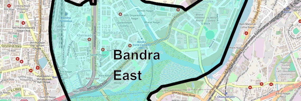 Location Map of Bandra East, Mumbai