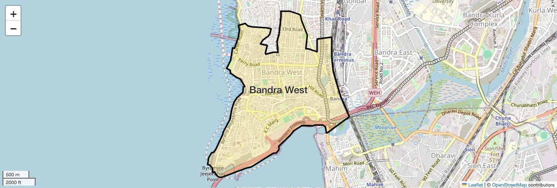 Location Map of Bandra West, Mumbai