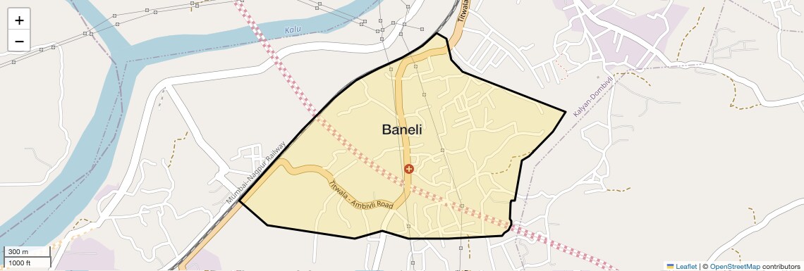 Location Map of Baneli, Thane