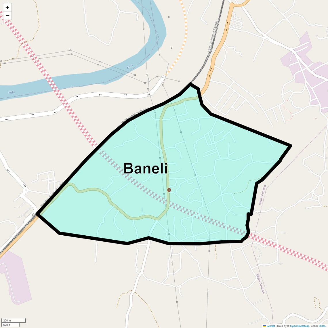 Location Map of Baneli, Thane