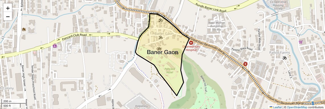 Location Map of Baner Gaon, Pune