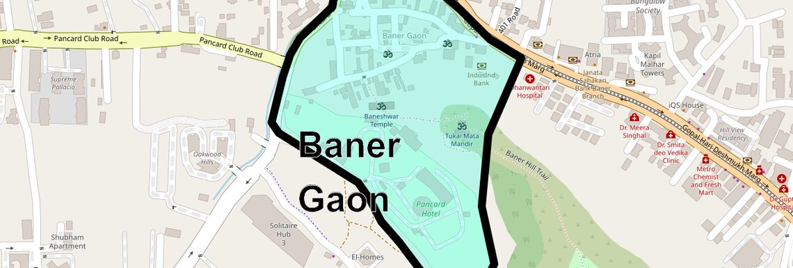 Location Map of Baner Gaon, Pune