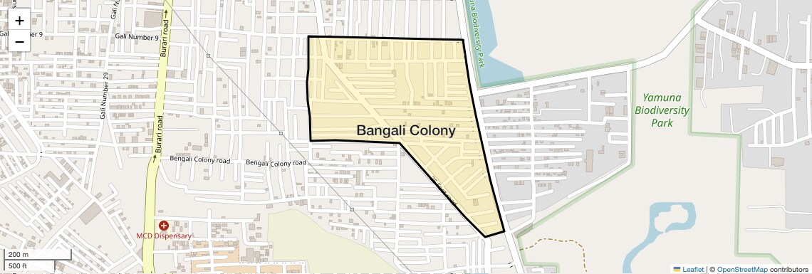 Location Map of Bangali Colony, Delhi