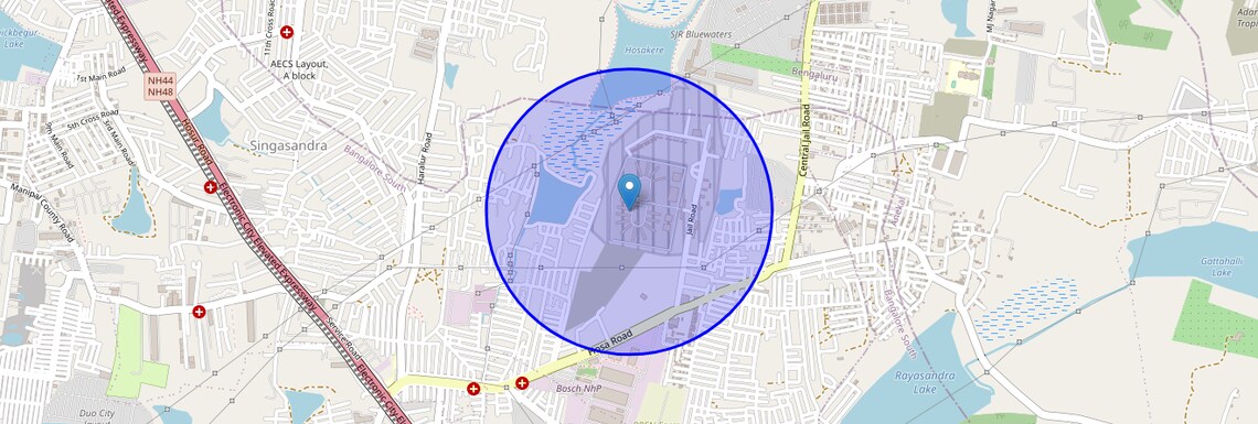 Location Map of Bangalore Central Jail, Bangalore