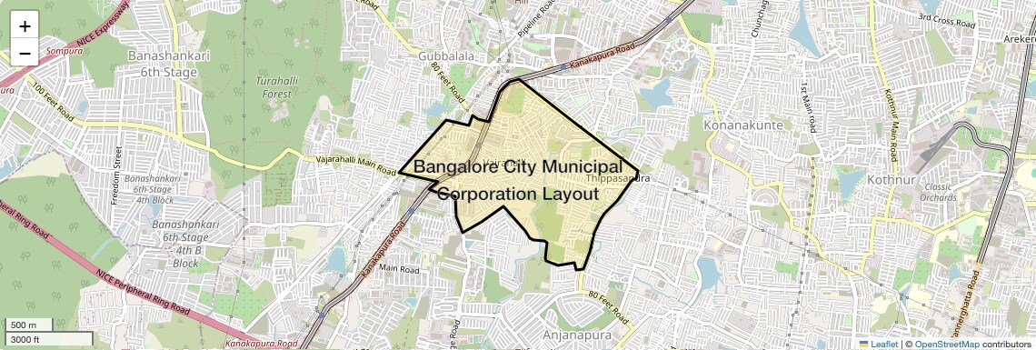 Location Map of Bangalore City Municipal Corporation Layout, Bangalore
