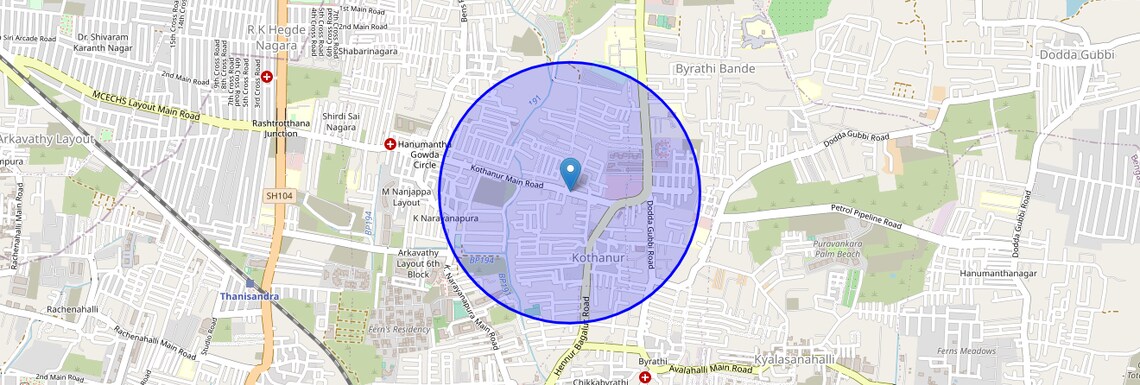 Location Map of Bangalore Viswavidyalaya, Bangalore