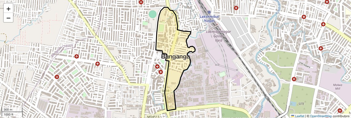 Location Map of Banganga, Indore