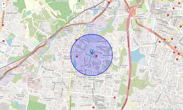 Location Map of Bangarappanagar Main Road