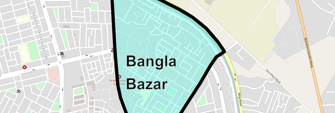 Location Map of Bangla Bazar, Lucknow