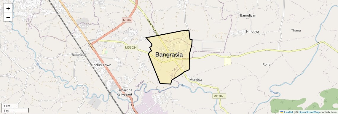 Location Map of Bangrasia, Bhopal