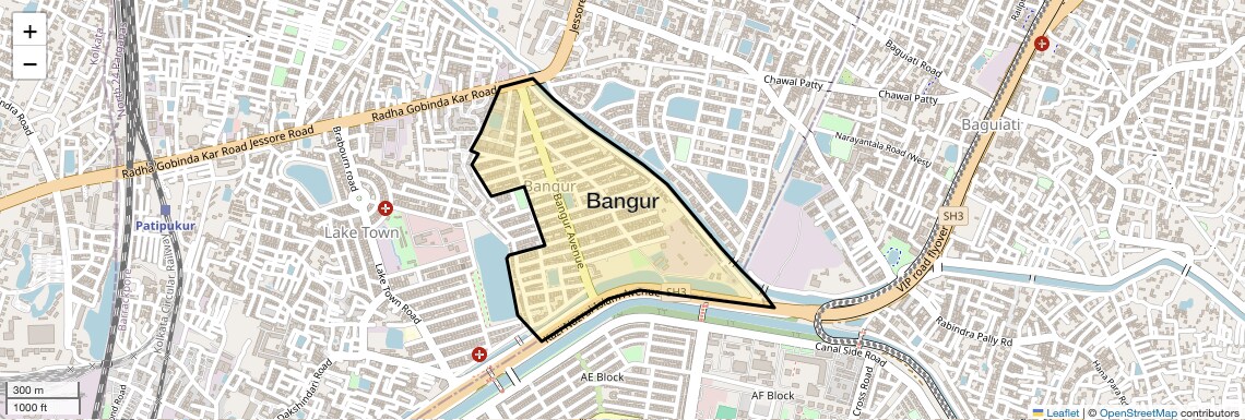 Location Map of Bangur, Kolkata