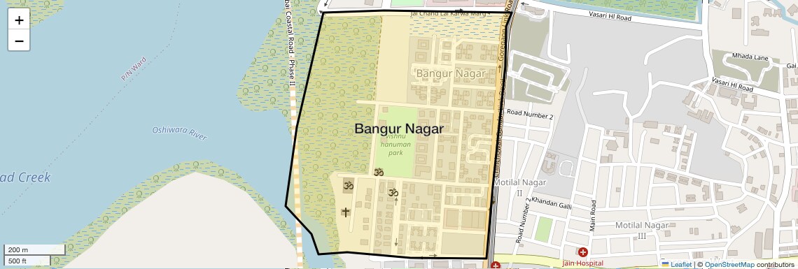 Location Map of Bangur Nagar, Mumbai