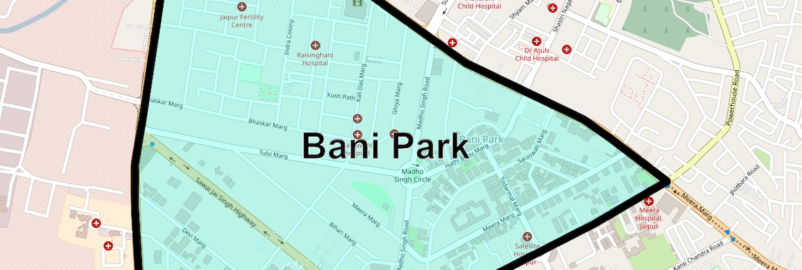 Location Map of Bani Park, Jaipur