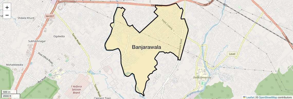 Location Map of Banjarawala, Dehradun