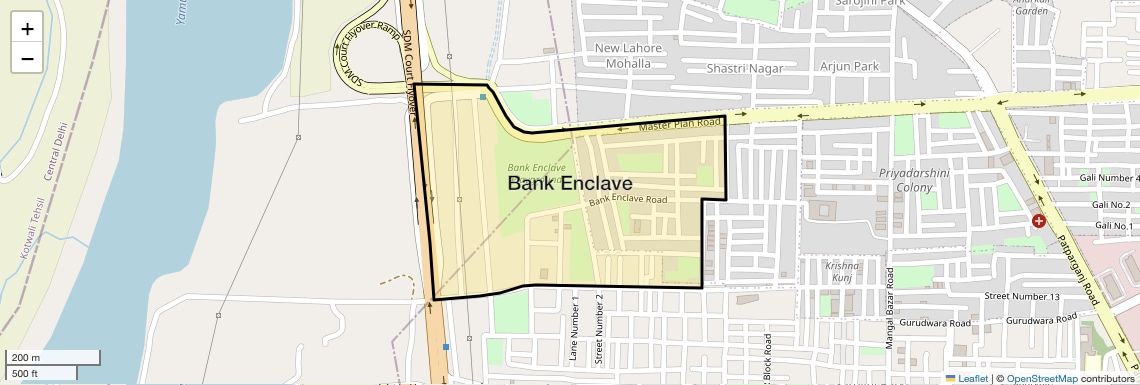 Location Map of Bank Enclave, Delhi