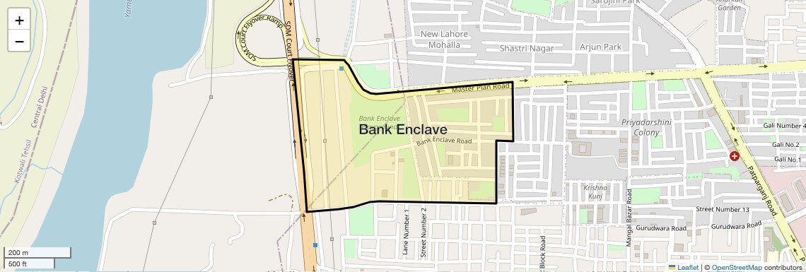 Location Map of Bank Enclave, Delhi