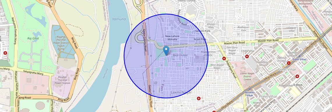 Location Map of Bank Enclave, Delhi