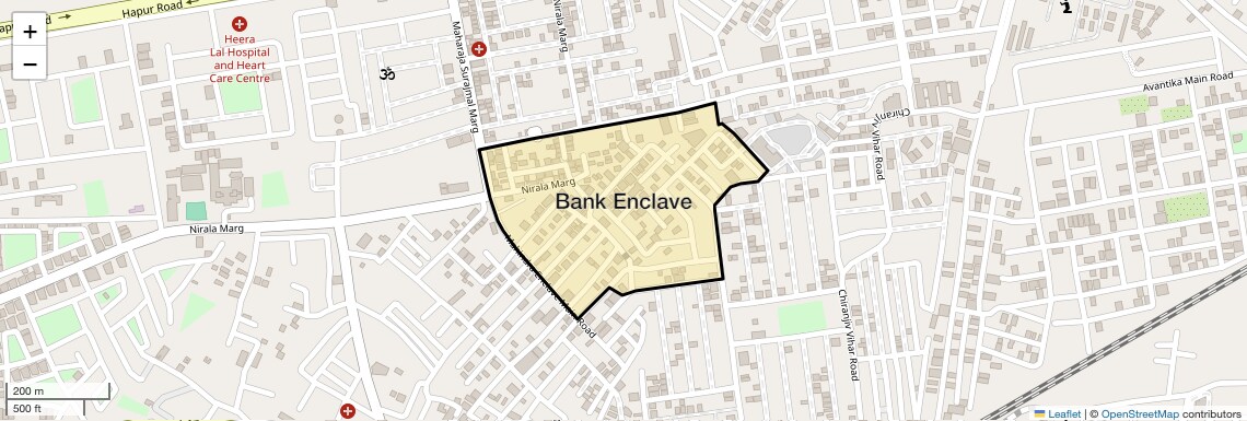 Location Map of Bank Enclave, Ghaziabad