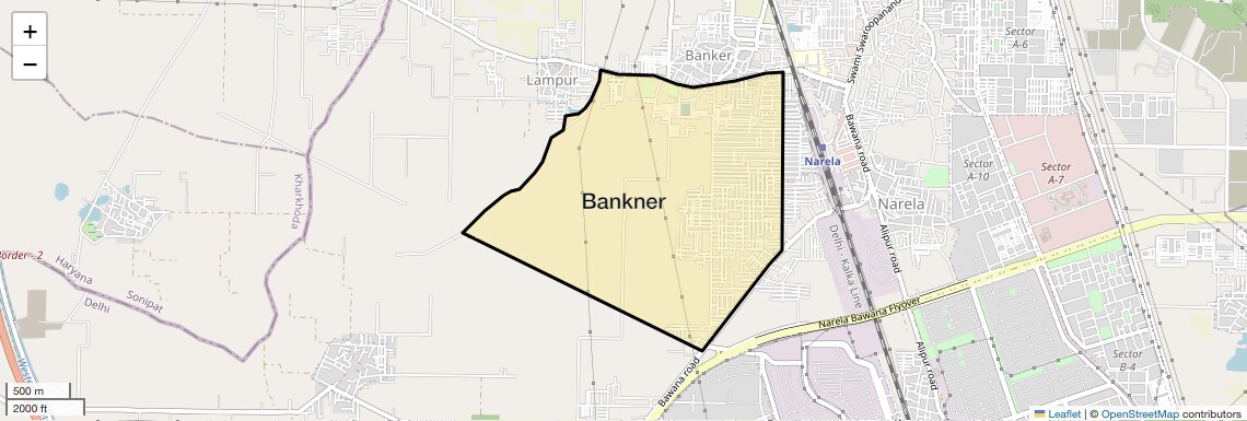 Location Map of Bankner, Delhi