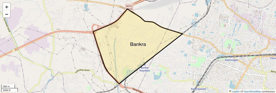 Location Map of Bankra, Kolkata