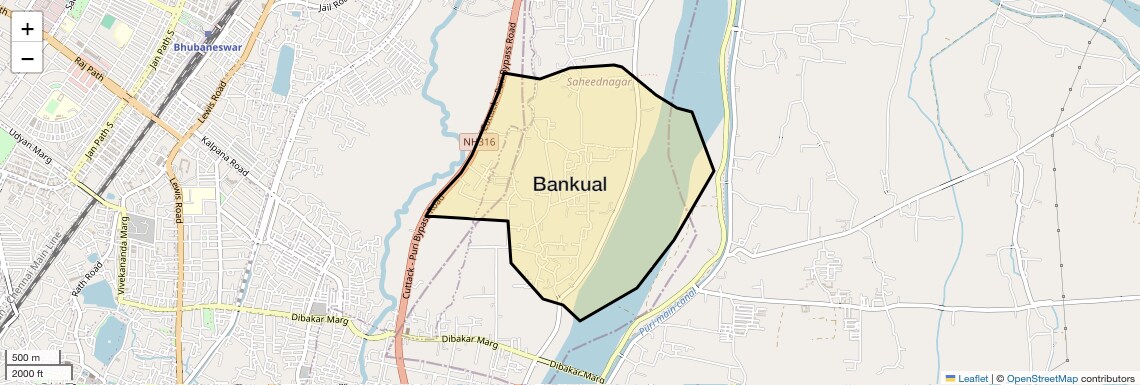 Location Map of Bankual, Bhubaneswar