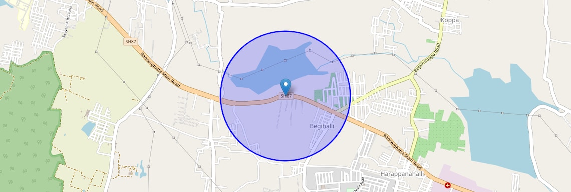Location Map of Bannerghatta Jigani Road, Bangalore