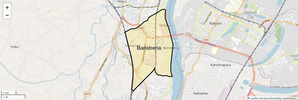 Location Map of Bansberia, Kolkata