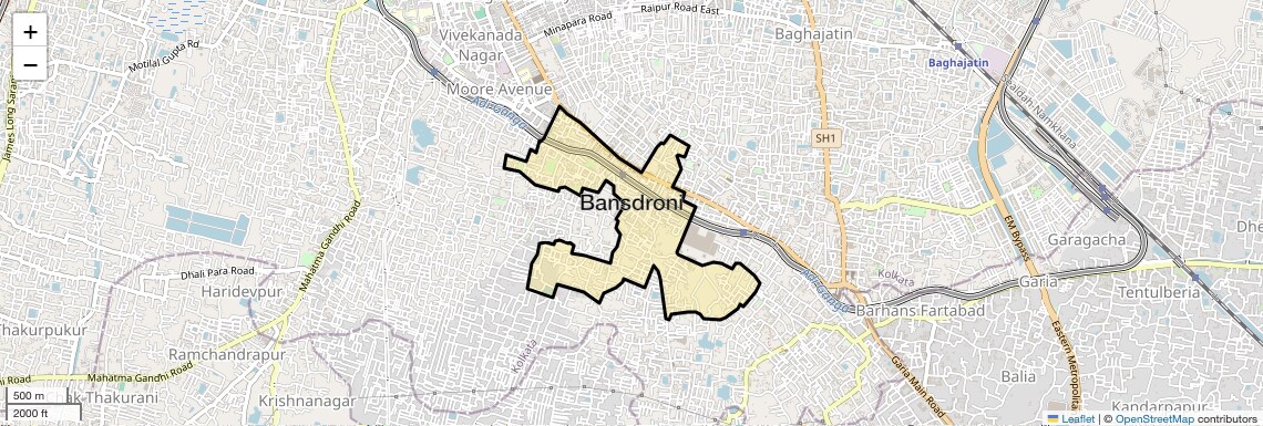 Location Map of Bansdroni, Kolkata