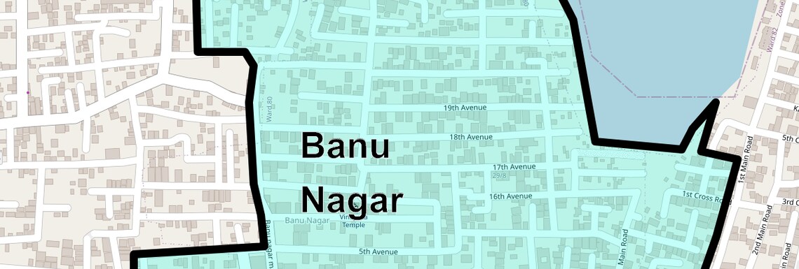 Location Map of Banu Nagar, Chennai