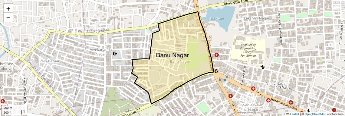 Location Map of Banu Nagar, Hyderabad