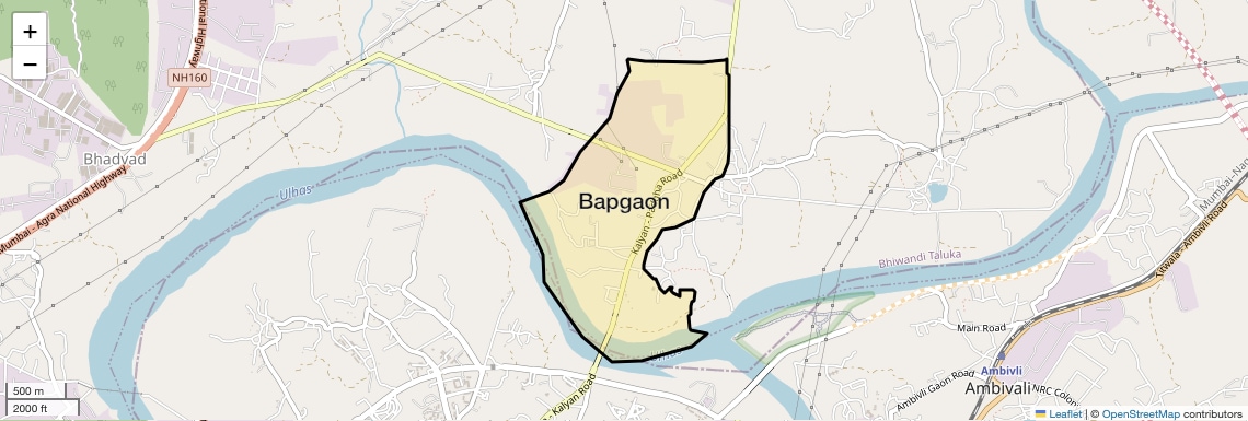 Location Map of Bapgaon, Thane